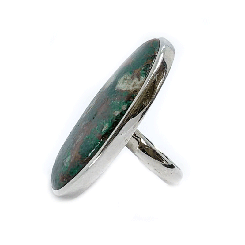 chrysocolla large silver gemstone ring