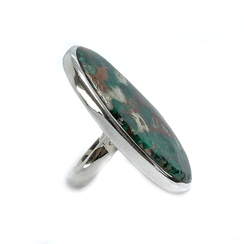 chrysocolla large silver gemstone ring
