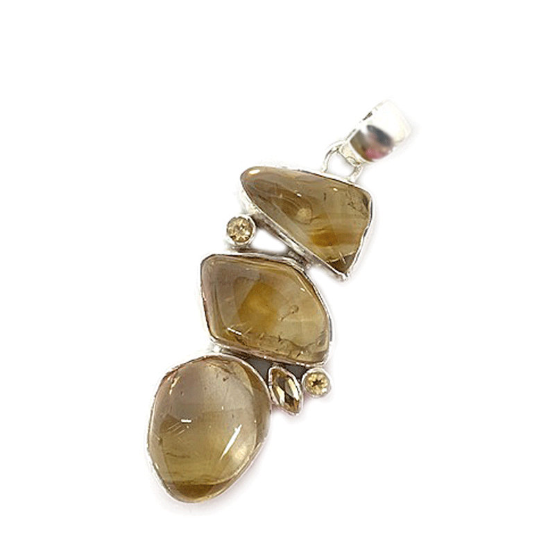 citrine gemstone silver pendant