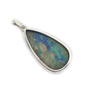 azurite teardrop silver gemstone pendant