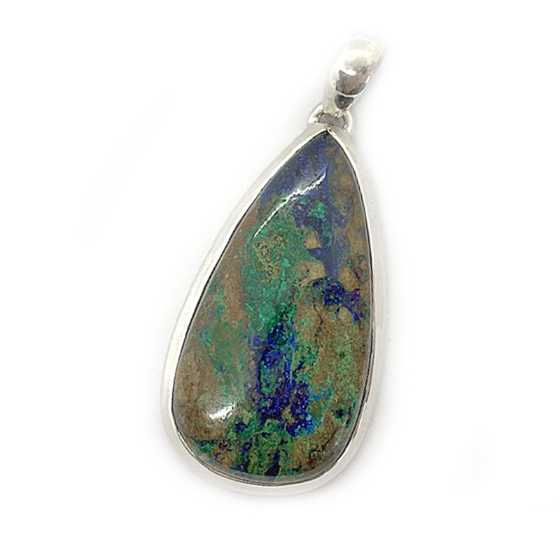 azurite teardrop silver gemstone pendant