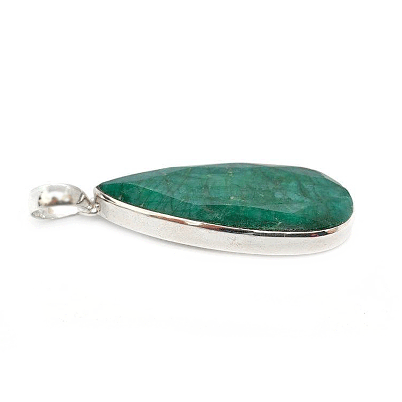 emerald quartz gemstone silver pendant