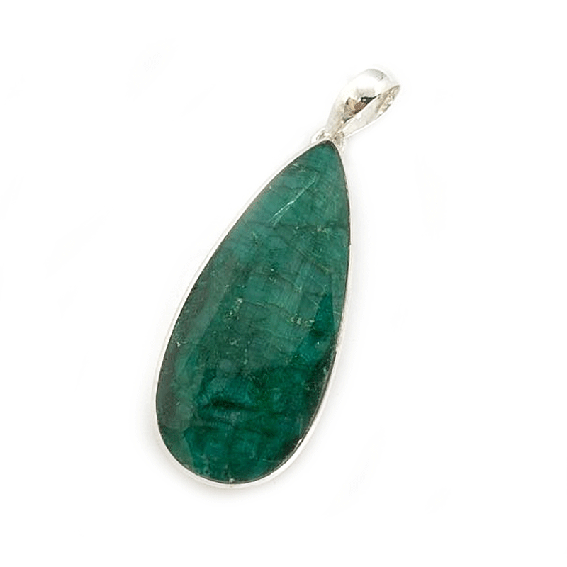 emerald quartz gemstone silver pendant