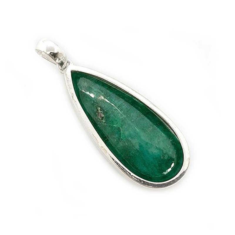 emerald quartz gemstone silver pendant