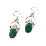 emerald gemstone silver earrings