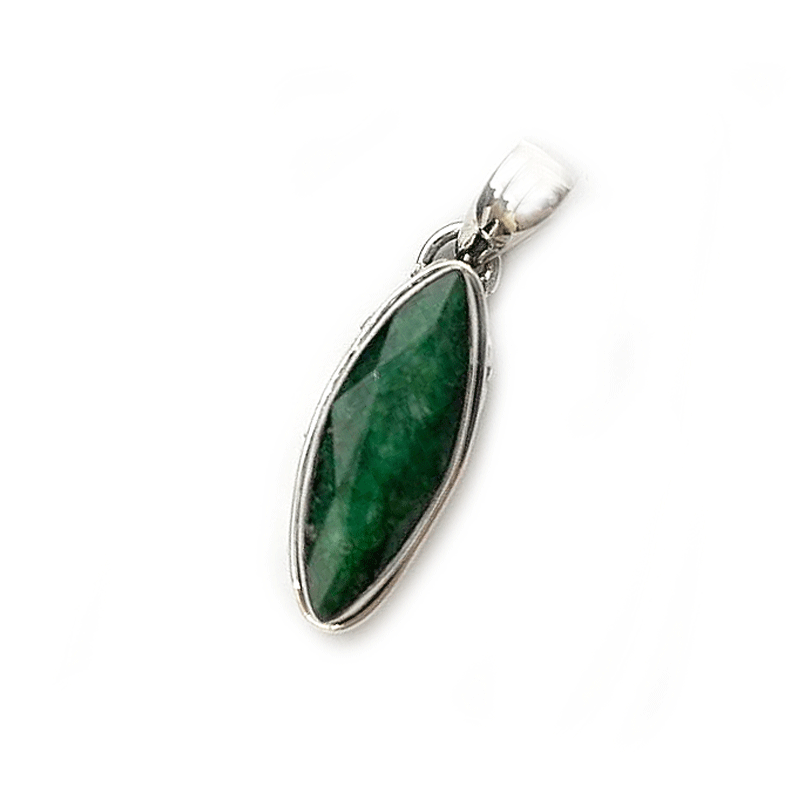 emerald quartz silver gemstone pendant