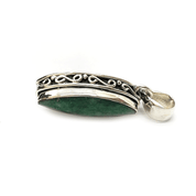 emerald quartz silver gemstone pendant