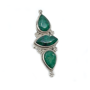 emerald quartz silver gemstone ring