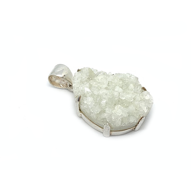 forest druzy silver gemstone pendant