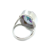mystic topaz oval gemstone sterling silver ring