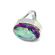 mystic topaz oval gemstone sterling silver ring