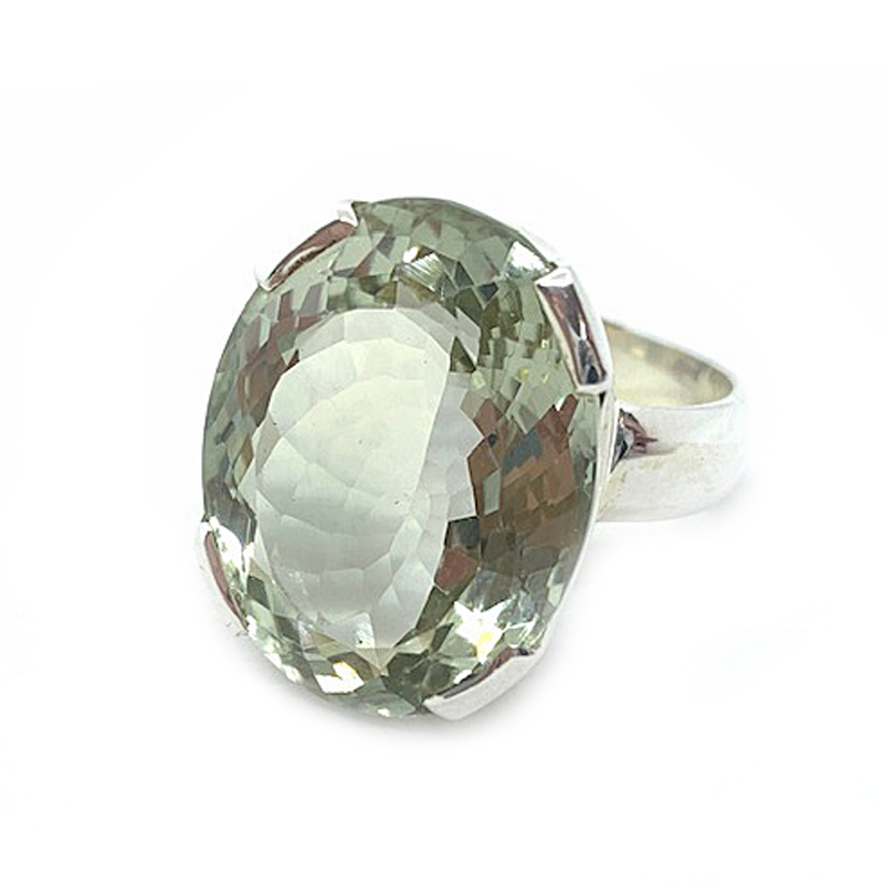 Green amethyst 2025 ring with diamonds