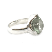 green amethyst teardrop silver gemstone ring