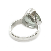 green amethyst teardrop silver gemstone ring