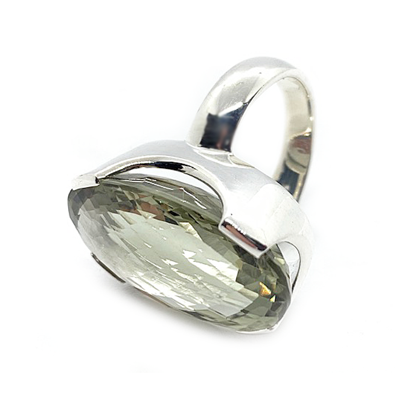 green amethyst oval gemstone silver ring
