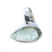 green amethyst teardrop silver gemstone ring