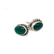 green carnelian oval silver gemstone stud earrings