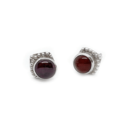 garnet silver gemstone earrings