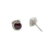 garnet silver gemstone earrings