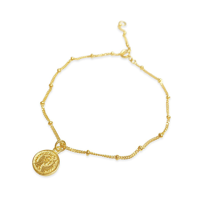 gold plated coin and ball bracelet