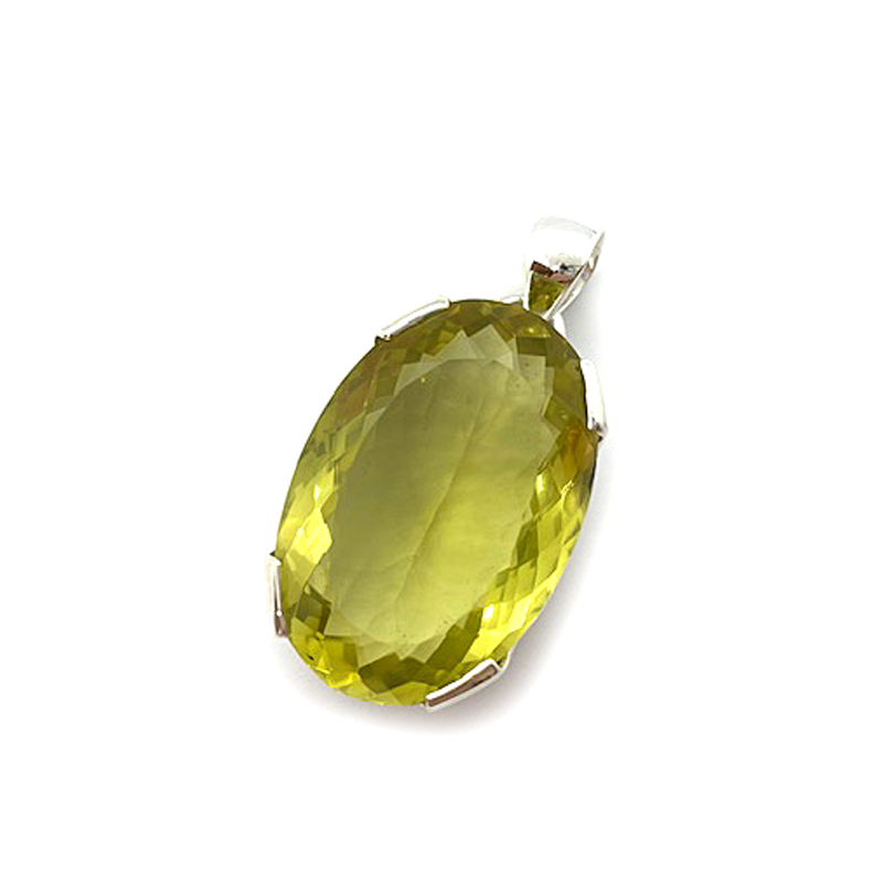 lemon quartz big statement sterling silver gemstone pendant