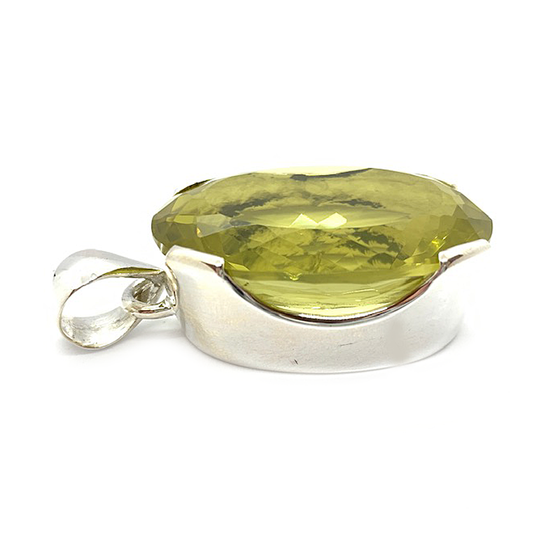 lemon quartz big statement sterling silver gemstone pendant