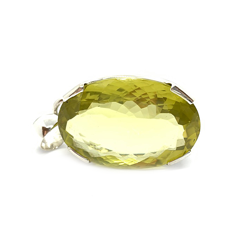 lemon quartz big statement sterling silver gemstone pendant