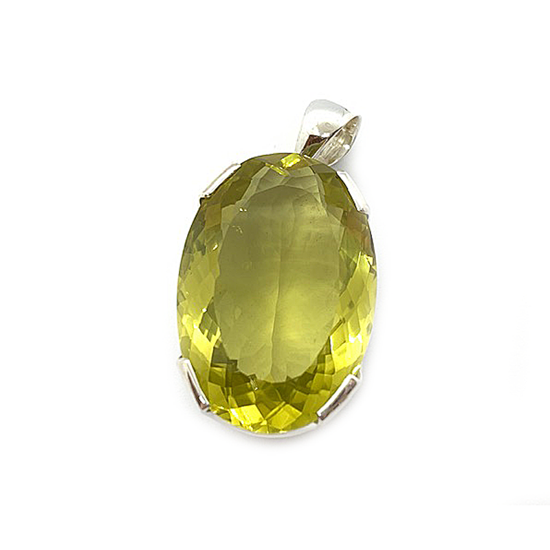 lemon quartz big statement sterling silver gemstone pendant