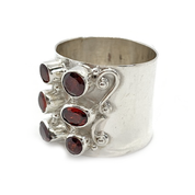 garnet silver gemstone ring