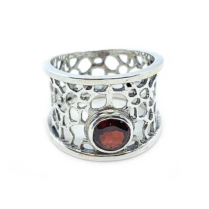 garnet gemstone silver ring