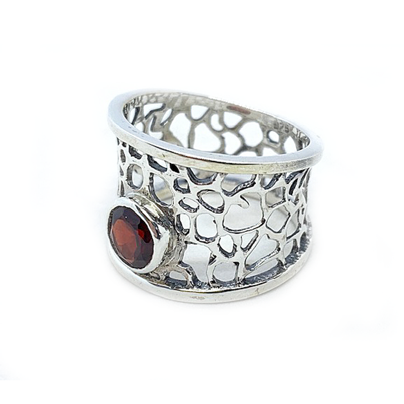 garnet gemstone silver ring