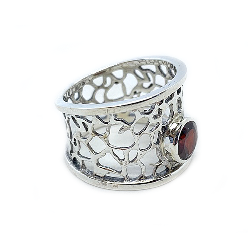 garnet gemstone silver ring