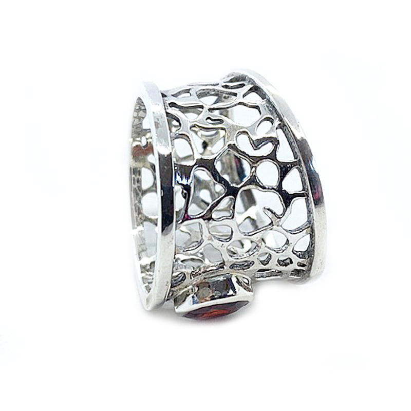 garnet gemstone silver ring
