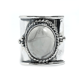 Meila Howlite Silver Saddle Ring