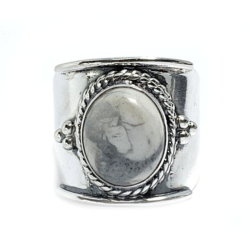 howlite gemstone silver ring