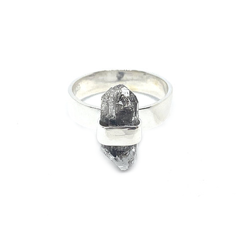 herkimer diamond shard silver gemstone ring