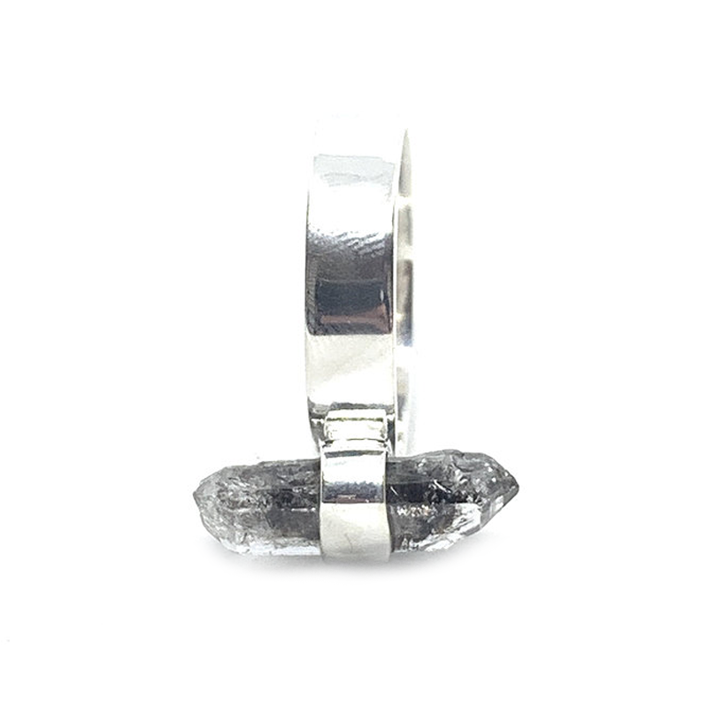 herkimer diamond shard silver gemstone ring