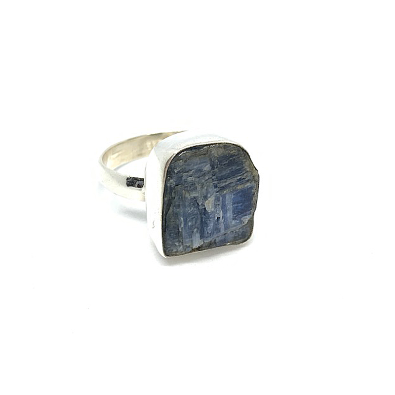 kyanite raw gemstone sterling silver bohemian style ring