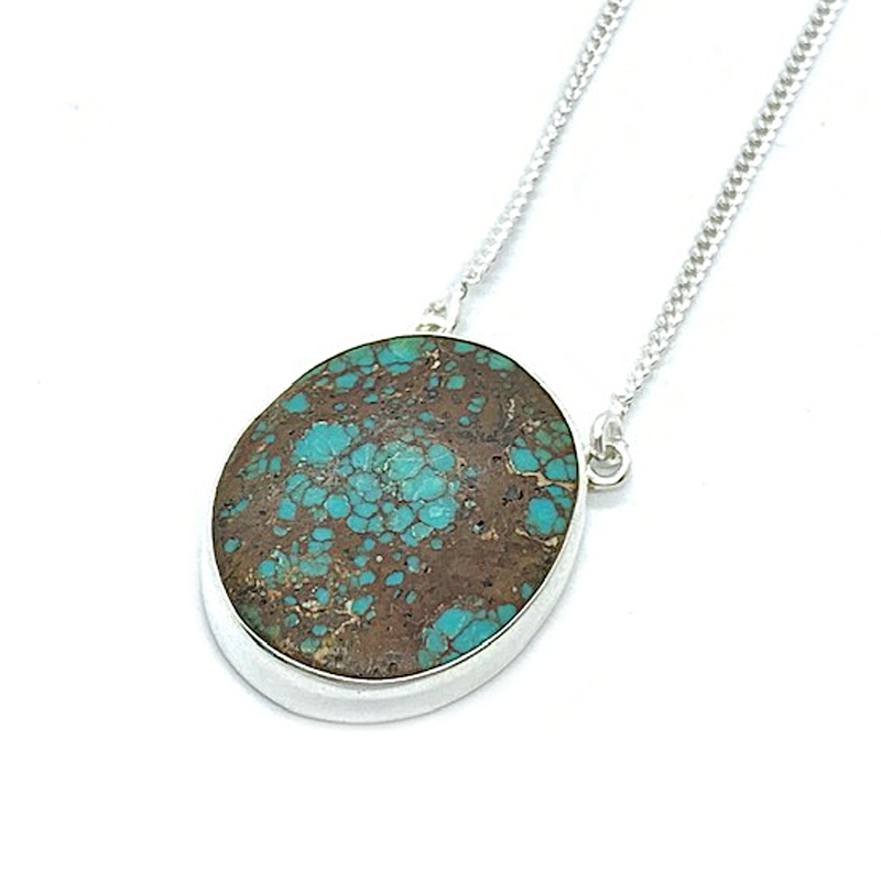 turquoise gemstone sterling silver pendant necklace