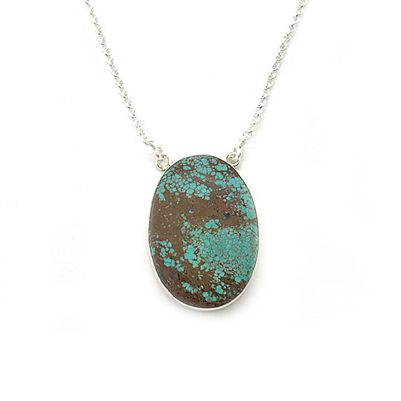 turquoise gemstone sterling silver pendant necklace