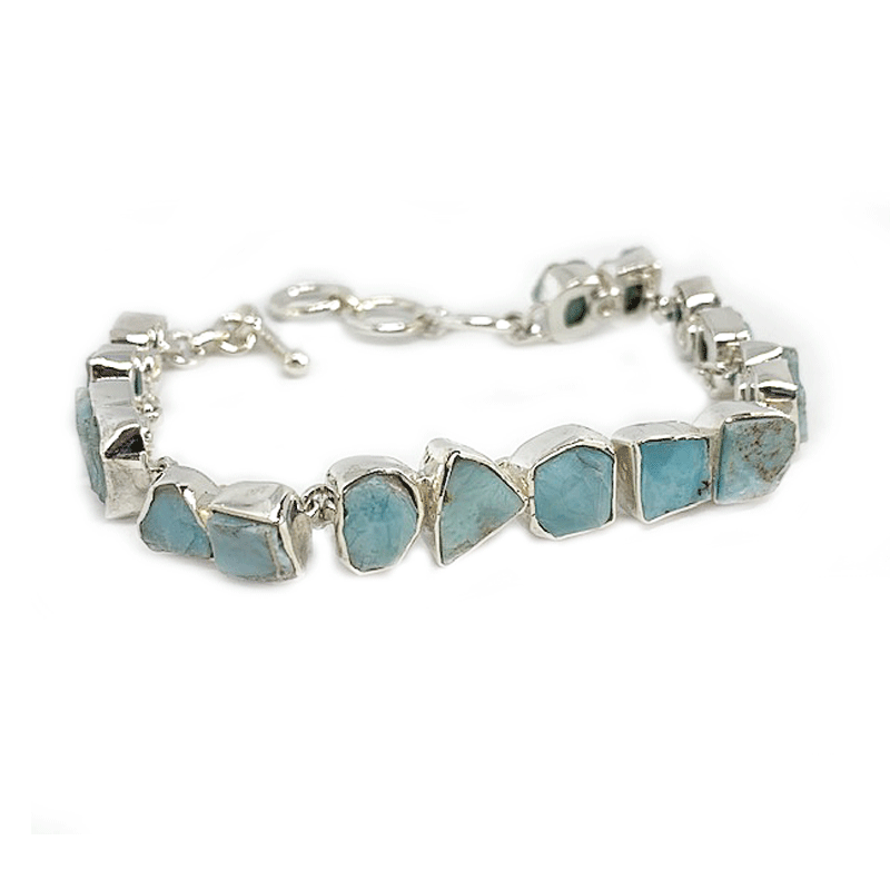 larimar raw gemstone silver bracelet