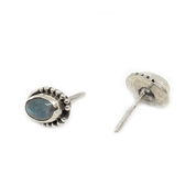labradorite oval silver gemstone stud earrings