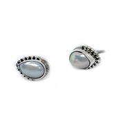 pearl gemstone silver stud earrings