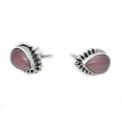 rose quartz gemstone silver earrings