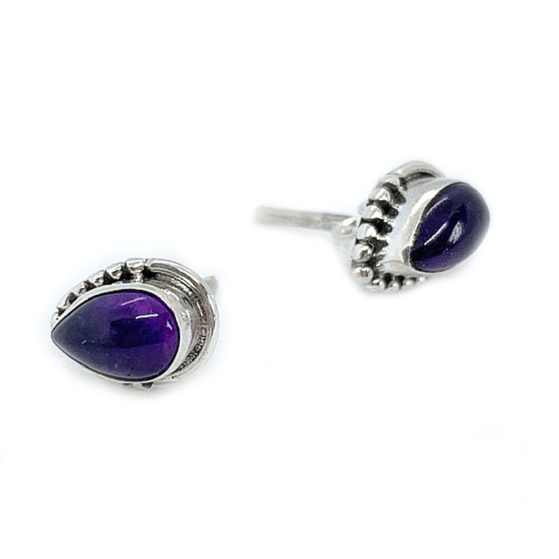 amethyst gemstone silver stud earrings