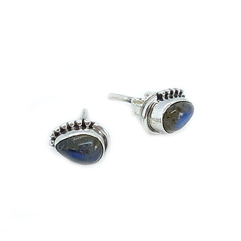 labradorite gemstone silver stud earrings