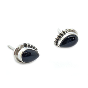 black onyx gemstone silver stud earrings