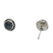 labradorite round gemstone silver stud earrings