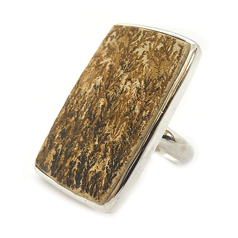 leaf jasper silver gemstone ring