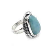 larimar gemstone silver boho style ring